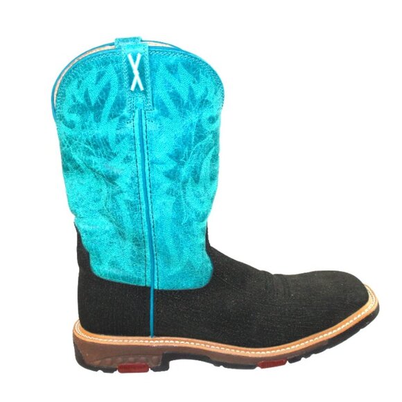 Twisted X Charcoal Suede Turquoise Alloy Safety Toe Working Boot Size 8.5 - Picture 3 of 11